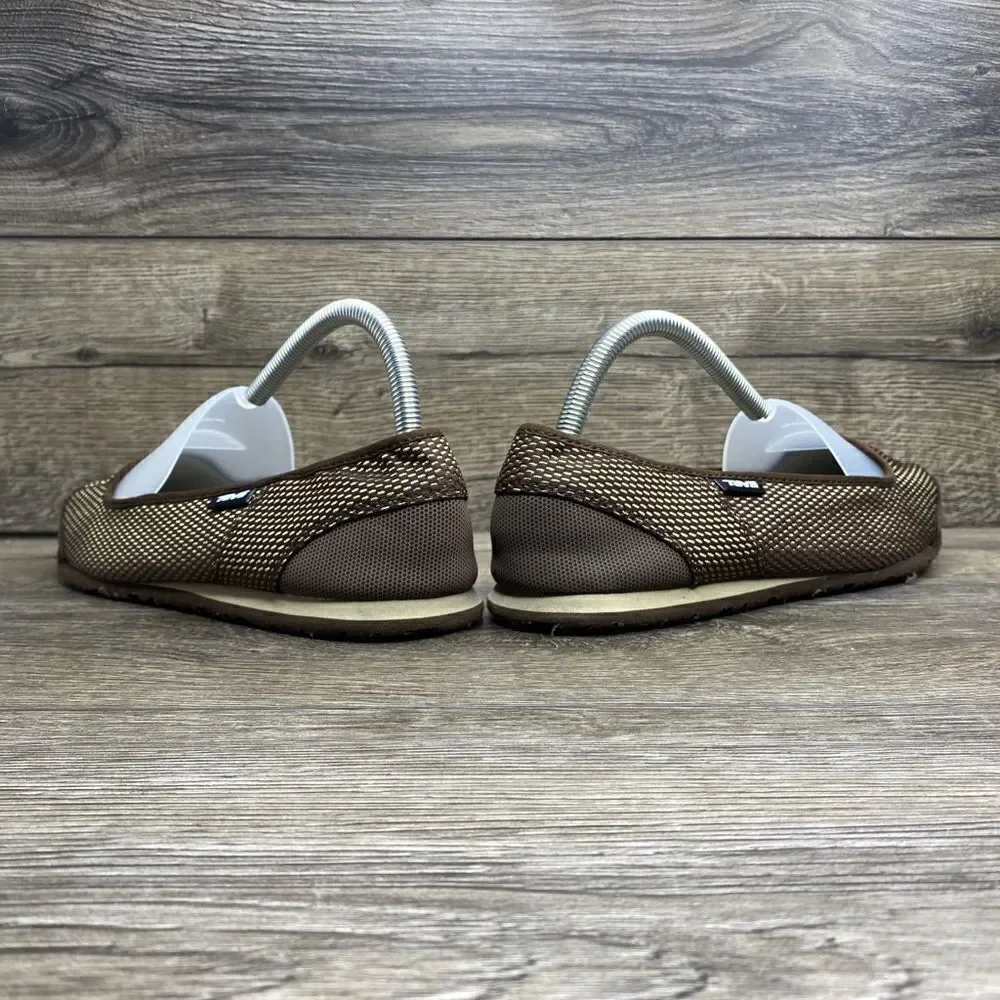 Teva Mush Brown Fabric Ballet Flats Slip On Loafers Shoes Women's Size 10